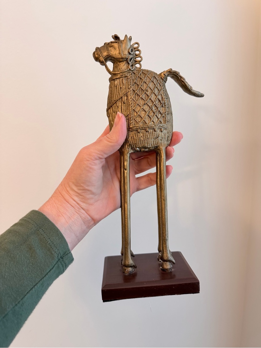 Vintage brass Dhokra Horse Table Sculpture - Decorative Home Art